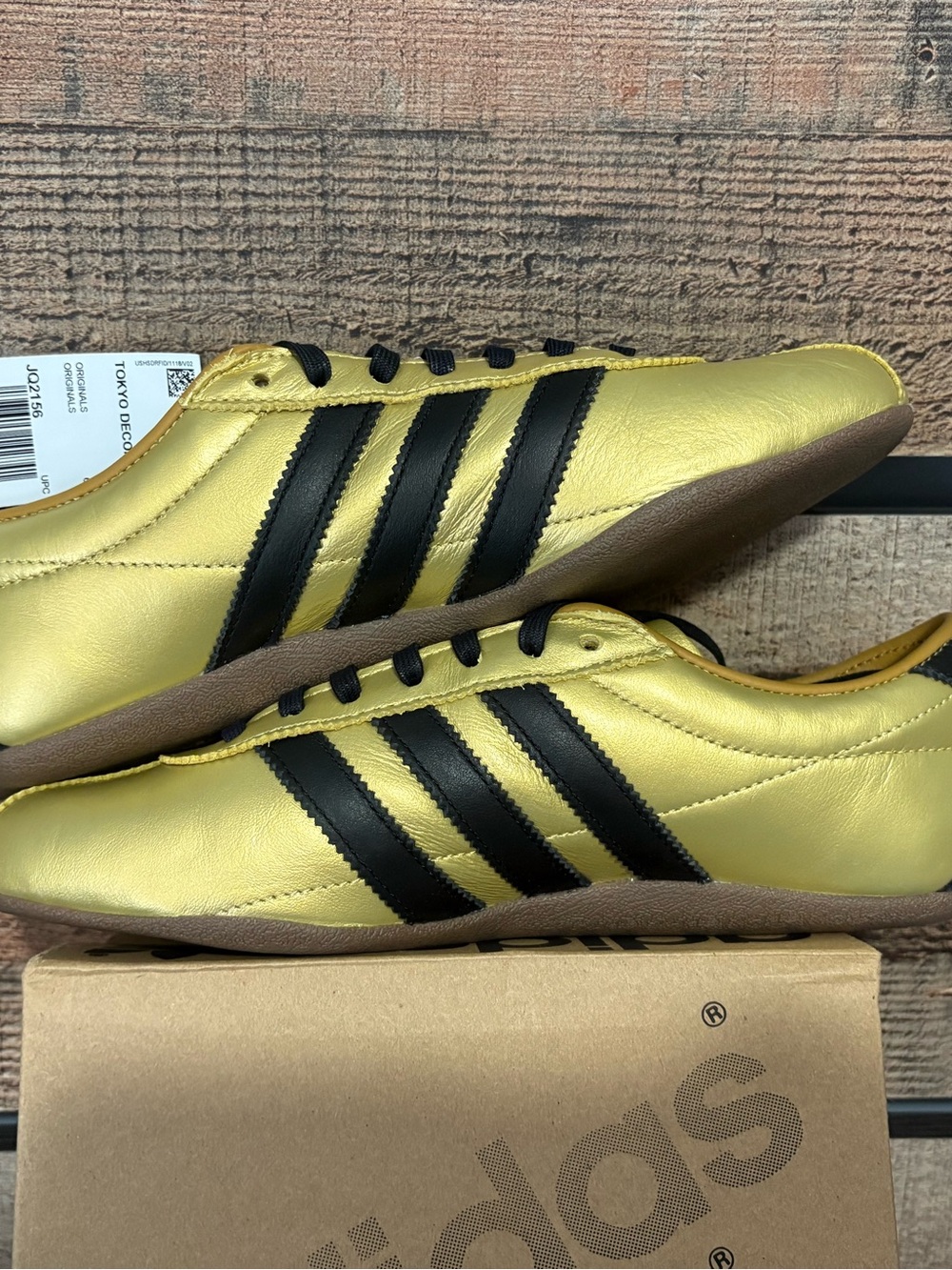 adidas Men’s Metallic Gold Sneakers with Black Three Stripes